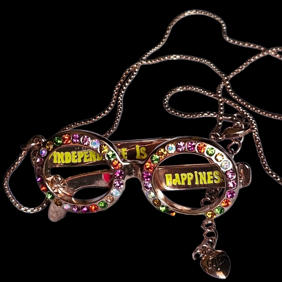 Betsey Johnson Jewelry - 👓💖🦋Betsey 100% Authentic Multicolor Crystal Glasses Pendant Necklace - NWOT